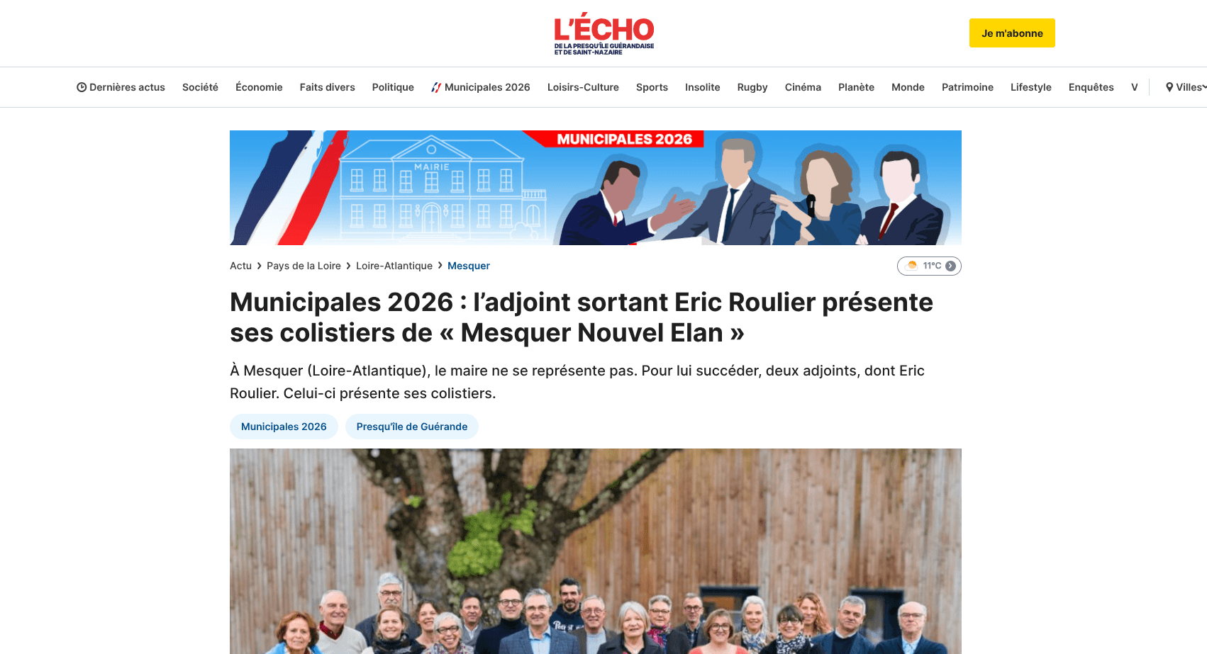 Municipales 2026 : l’adjoint sortant Eric Roulier présente ses colistiers de « Mesquer Nouvel Elan »